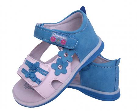 American Club Mädchen Sandalen Klettverschluss Erste Schuhe Weiß Blau