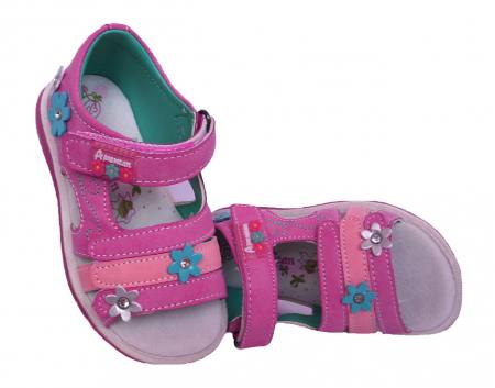 American Club Mädchen Schuhe Sandalen Sommerschuhe Klettverschluss Pink Blau Silber
