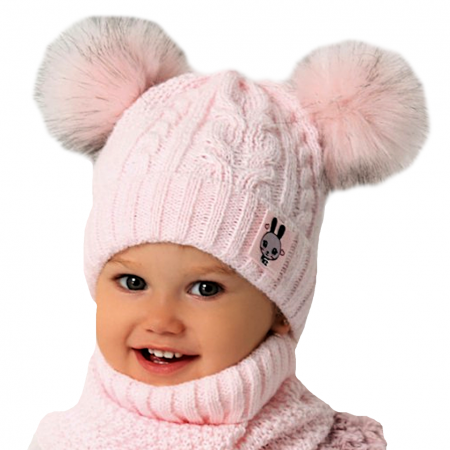 Baby Mädchen Mütze Winterset Kindermütze Wintermütze Wollmütze Strickmütze Loopschal