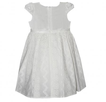 Baby Mädchen Kleid Festlich Taufe Party Hochzeit Baumwolle mit Seide Ivory Creme