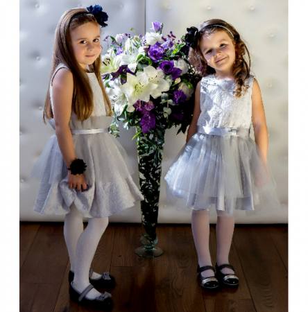 Mädchen Kleid Festlich Einschulung Schule Hochzeit Party Jugendweihe mit Seide Tüll Grau Silber
