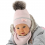 Baby Mädchen Kinder Winterset Mütze Wintermütze Wollmütze Strickmütze Bommelmütze Halstuch mit Wolle rosa